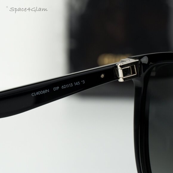 BRAND NEW Celine CL4006IN 01P Shiny Black Gradient Green Geometric Sunglasses - Picture 6 of 10